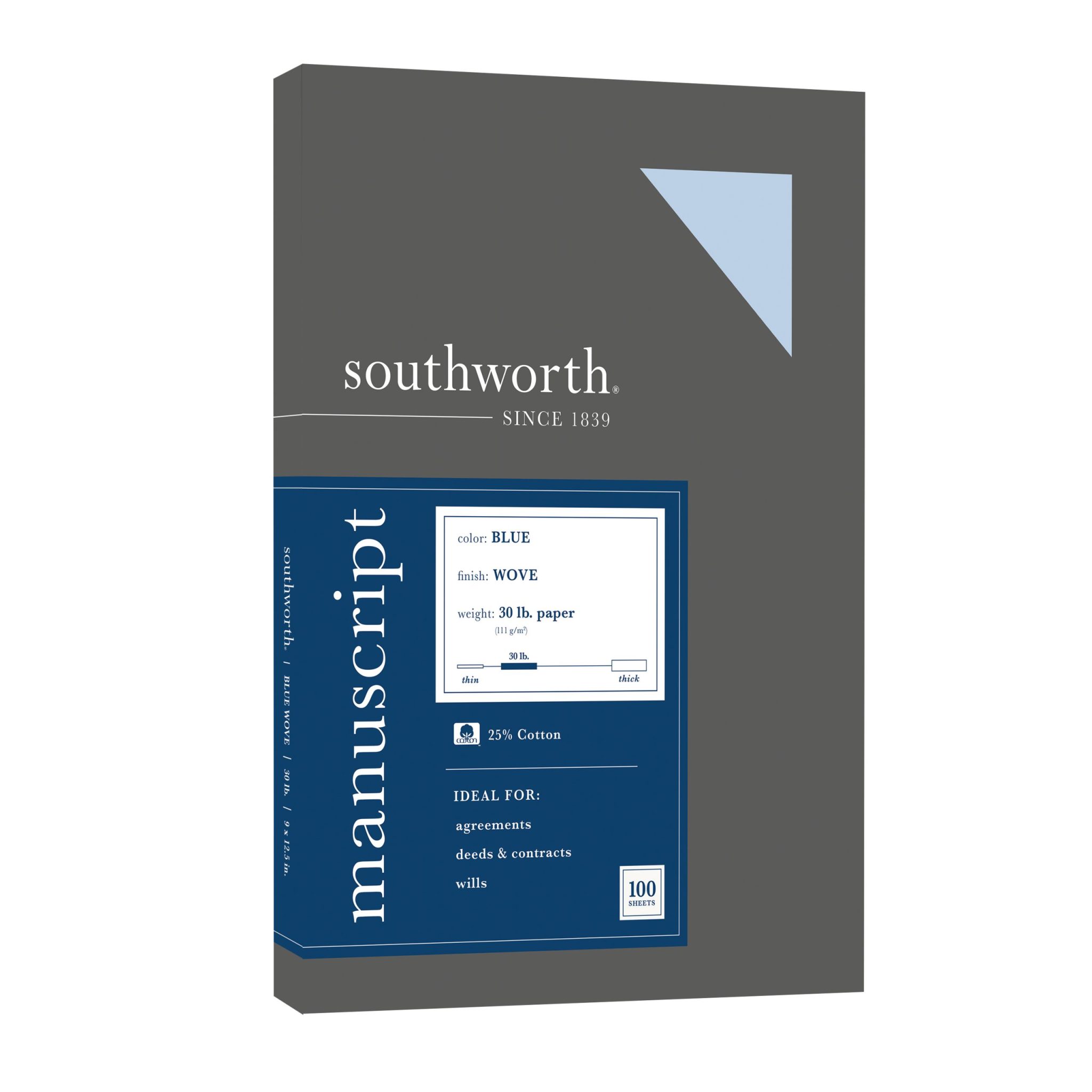 Manuscript Paper, 25% Cotton Blue, 30 lb. (41SM) - Southworth