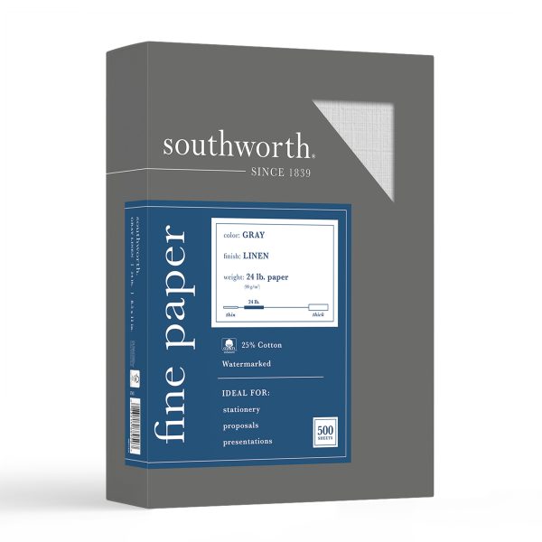 gray business paper 25% cotton southworth